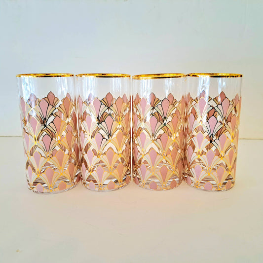 Shot Glasses with Pink Rose Theme Set of 6