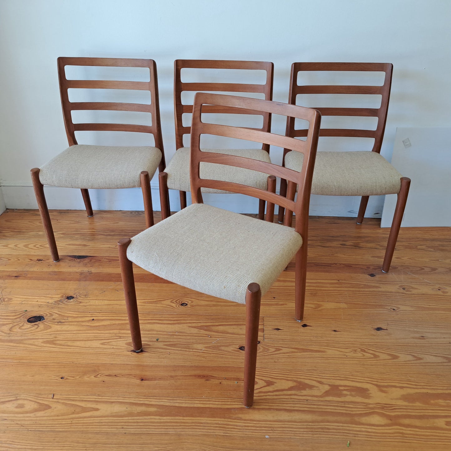 Wood-Frame Chairs with Canvas Seat