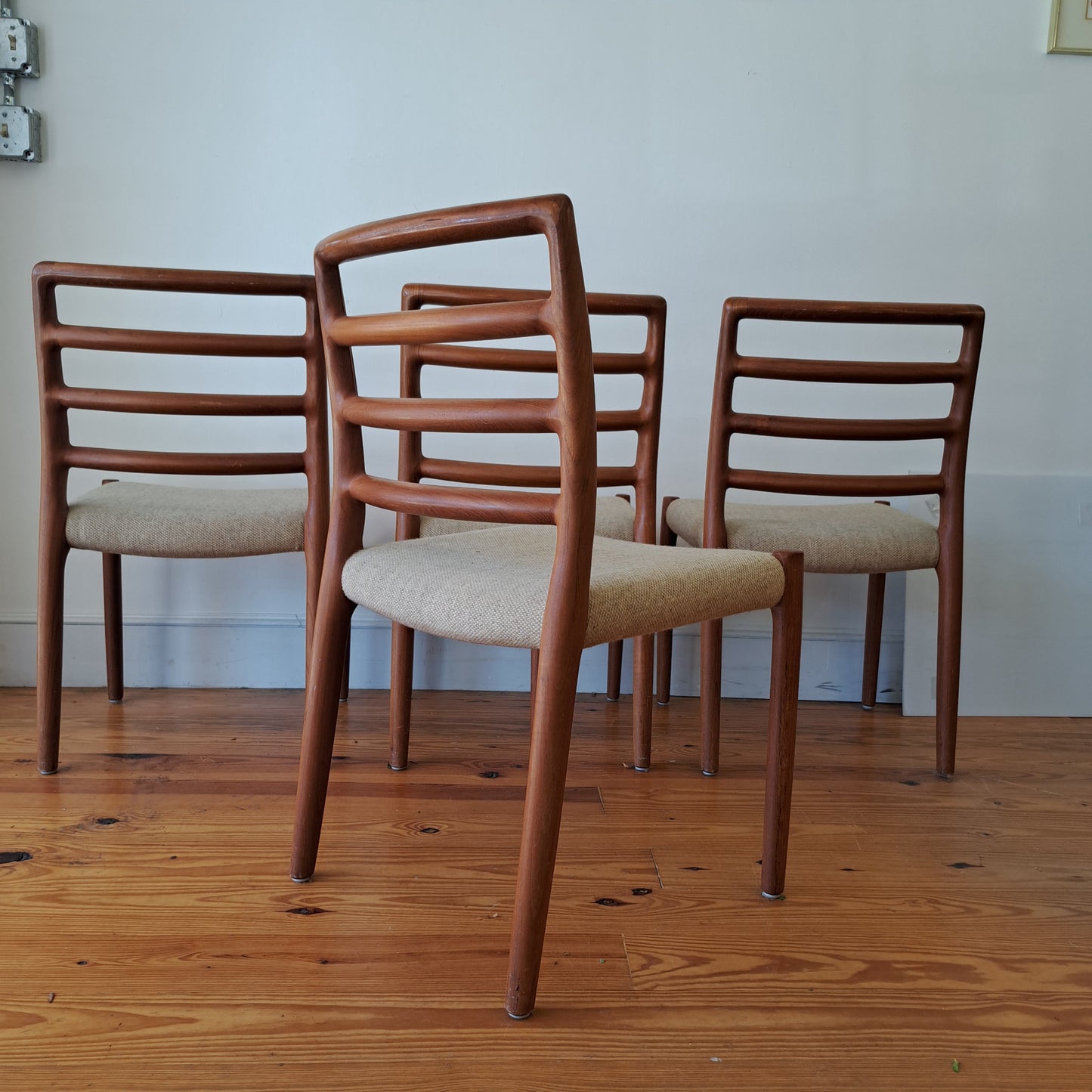 Wood-Frame Chairs with Canvas Seat