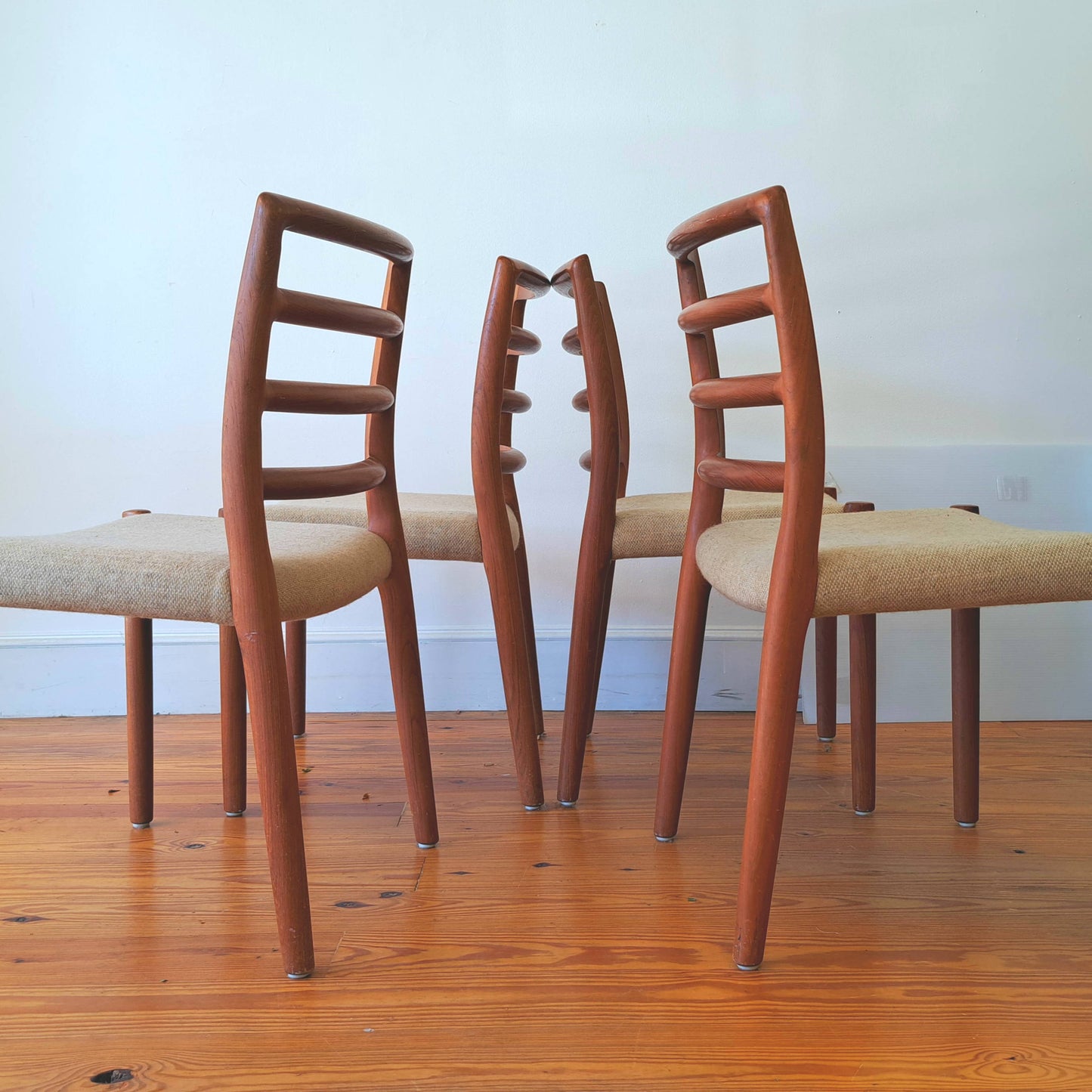 Wood-Frame Chairs with Canvas Seat