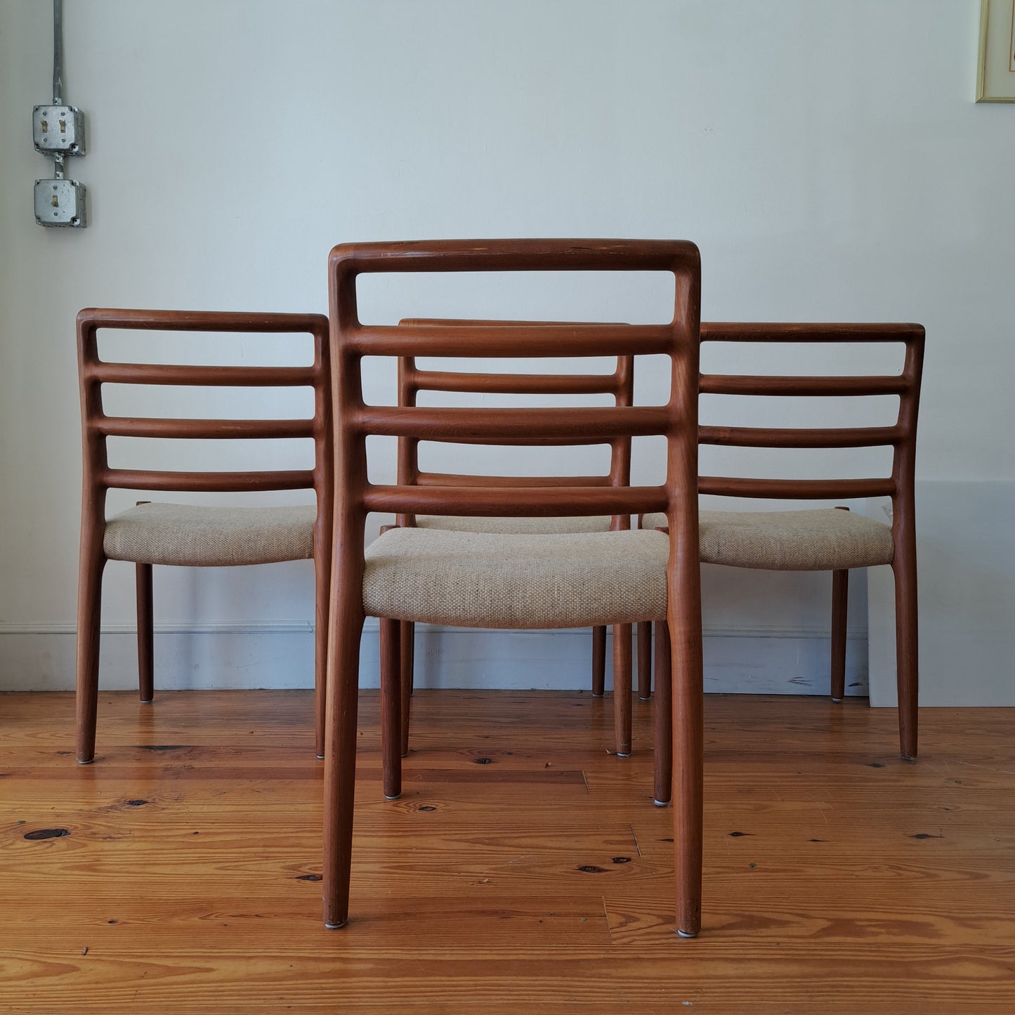 Wood-Frame Chairs with Canvas Seat