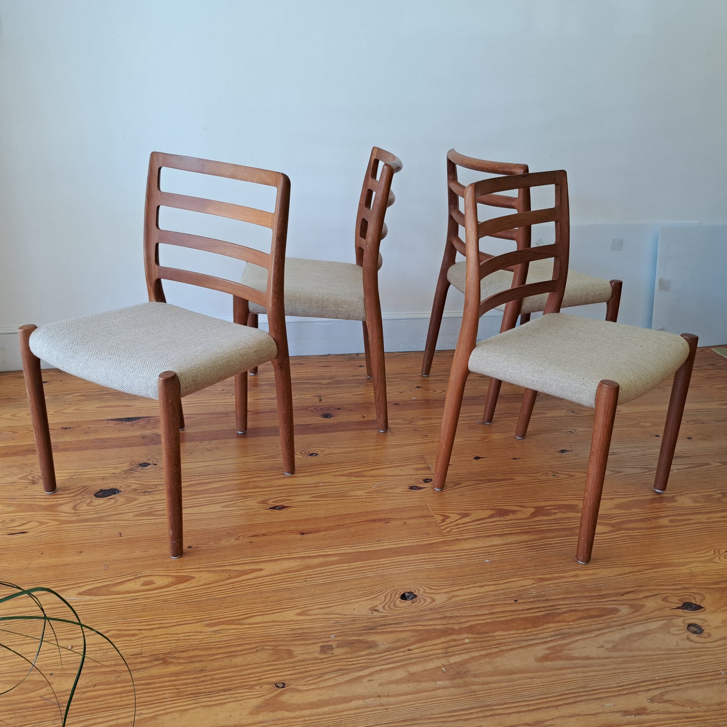 Wood-Frame Chairs with Canvas Seat