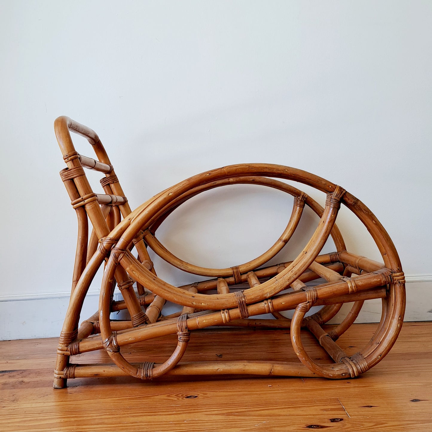 Bamboo Seating  Set with Ottoman and Glass Top Table